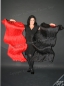 Preview: UNIKAT deluxe Schleierfächerpaar "Flamenco", Tiefschwarz-Feuerrot mit Pailletten