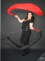 Preview: UNIKAT deluxe Schleierfächerpaar "Flamenco", Tiefschwarz-Feuerrot mit Pailletten