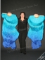 Preview: deluxe Schleierfächerpaar, türkis-royalblau, Farbverlauf, mit Pailletten und Glitter