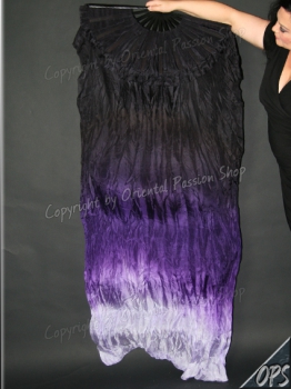 UNIKAT deluxe Schleierfächerpaar, Schwarz-Violett-Flieder Farbverlauf