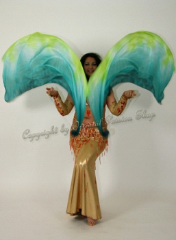 UNIQUE double veil poi "Jungle", unique silk veils handdyed