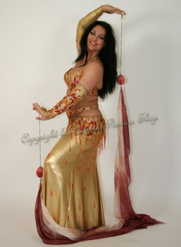 double veil poi "Cappuccino", unique silk veils handdyed