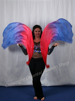 double veil poi "Mutara", unique silk veils handdyed