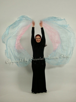 unique: 1 pair of Crystal-organza veils, handdyed