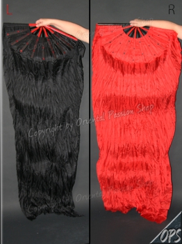 UNIKAT deluxe Schleierfächerpaar "Flamenco", Tiefschwarz-Feuerrot mit Pailletten