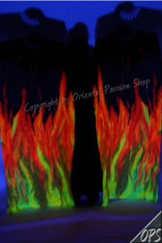 deluxe Schleierfächerpaar, Burning Fire Collection XL, handgemalt