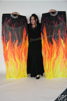 deluxe Schleierfächerpaar, Burning Fire Collection XL, handgemalt