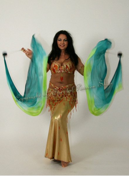 UNIQUE double veil "Jungle", unique silk veils handdyed