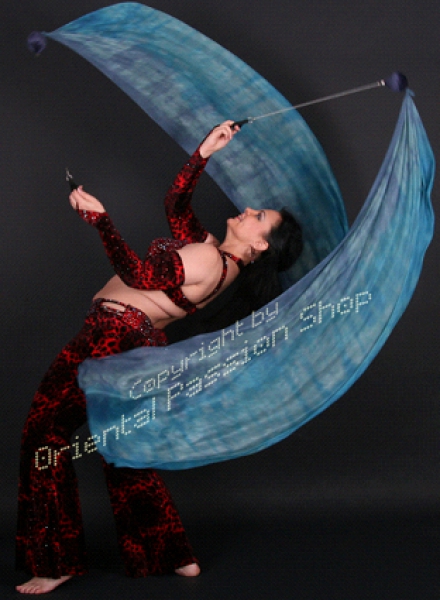 UNIQUE double veil "Jeans", unique silk veils handdyed