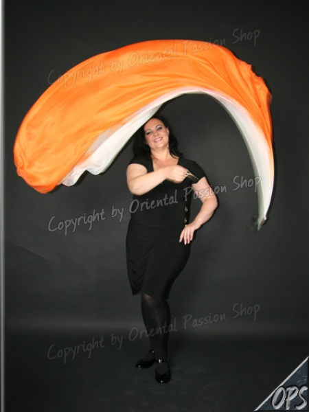 double veil "Neon-Illusion" neonorange & silkwhite, unique silk veils handdyed