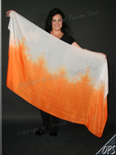 double veil "Neon-Illusion" neonorange & silkwhite, unique silk veils handdyed - Kopie