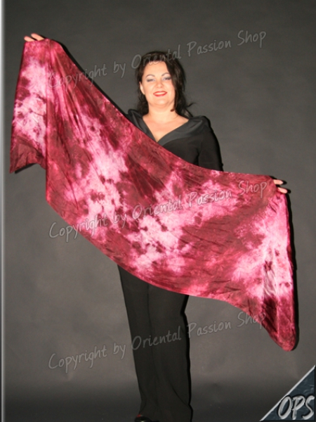 UNIQUE double veil "Bordeaux", unique silk veils handdyed
