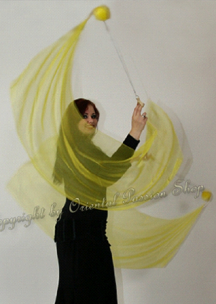 double veil poi, yellow crystalorganza veils