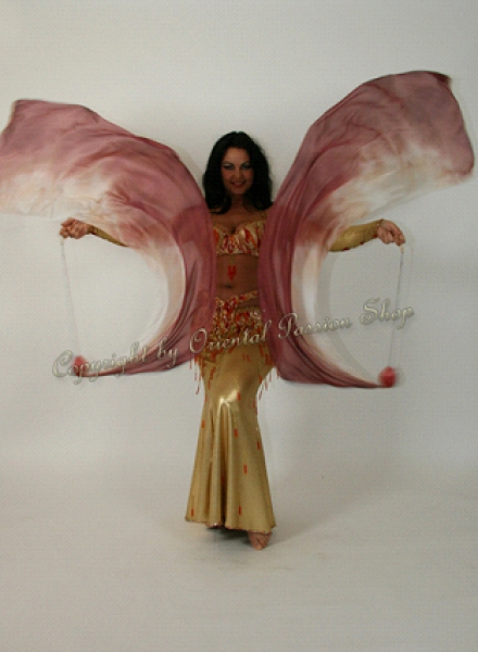 double veil poi "Cappuccino", unique silk veils handdyed