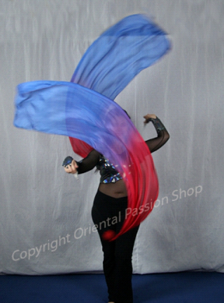 double veil poi "Mutara", unique silk veils handdyed