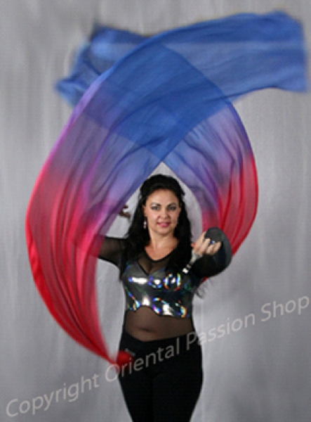 double veil poi "Mutara", unique silk veils handdyed
