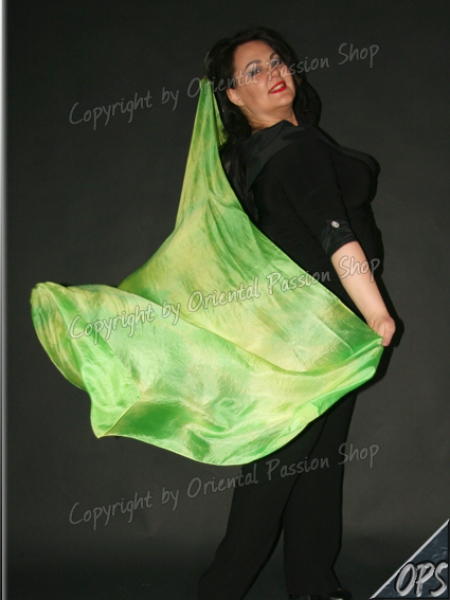 double veil "Neon" NEONgrün & NEONgelb , unique silk veils handdyed