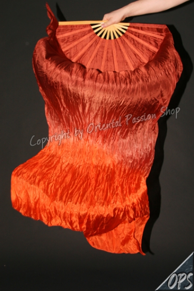 deluxe Schleierfächerpaar, kupferbraun-orange, Farbverlauf