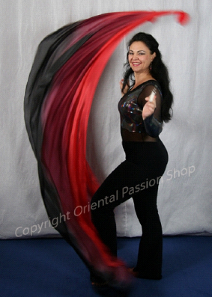 UNIQUE double veil poi "Vampire", unique silk veils handdyed