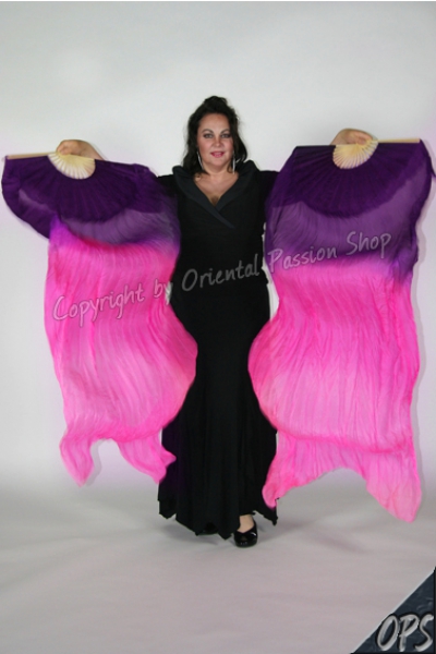 deluxe Schleierfächerpaar, lila-pink Farbverlauf